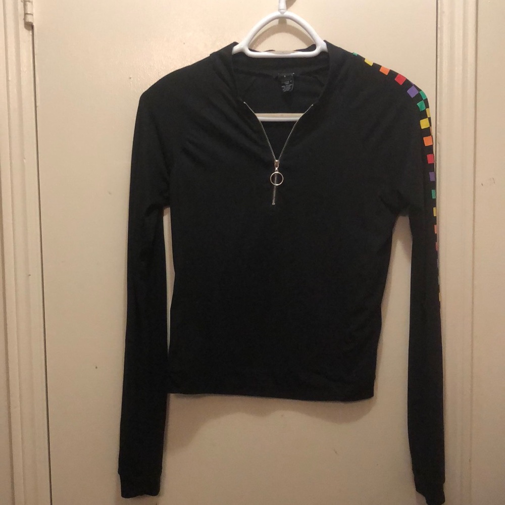 Long sleeve half zip o ring racer checkers